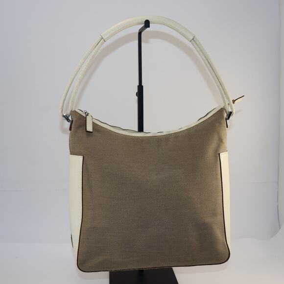 Vintage Gucci Linen & Leather Shoulder Bag – Ivory Trim, Made in Italy, VGC - Picture 1 of 10